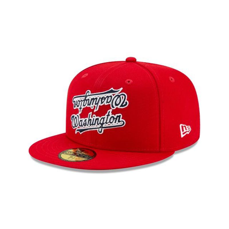 MLB Washington Nationals Team Mirror 59Fifty Fitted (PAX1612) - Red New Era Caps